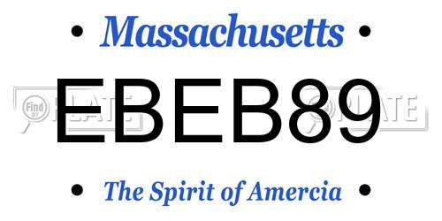 EBEB89 Massachusetts License Plate