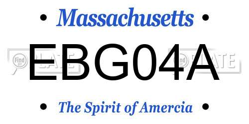 EBG04A Massachusetts License Plate