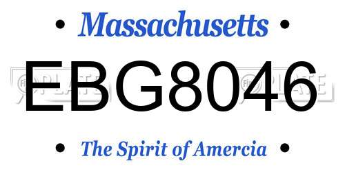 EBG8046 Massachusetts License Plate