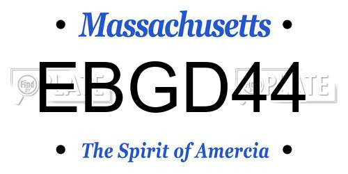 EBGD44 Massachusetts License Plate