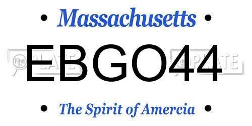 EBGO44 Massachusetts License Plate