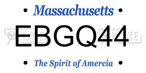 EBGQ44 Massachusetts License Plate