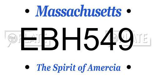 EBH549 Massachusetts License Plate