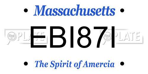 EBI87I Massachusetts License Plate
