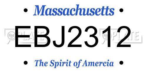 EBJ2312 Massachusetts License Plate