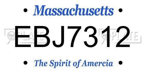 EBJ7312 Massachusetts License Plate