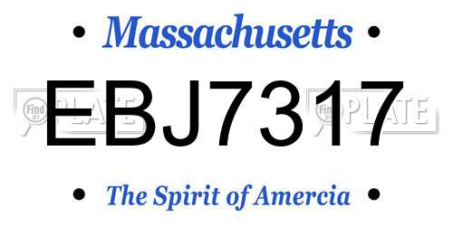EBJ7317 Massachusetts License Plate