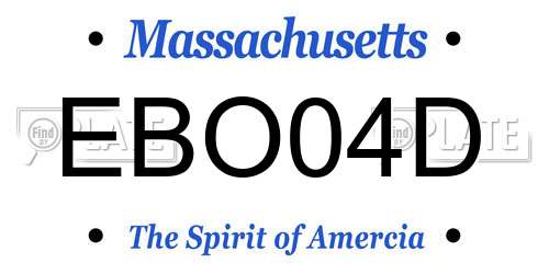EBO04D Massachusetts License Plate
