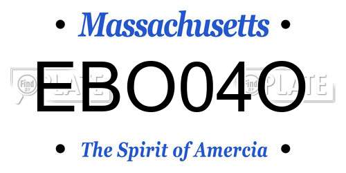 EBO04O Massachusetts License Plate