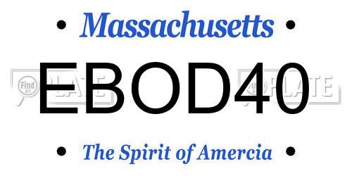 EBOD40 Massachusetts License Plate