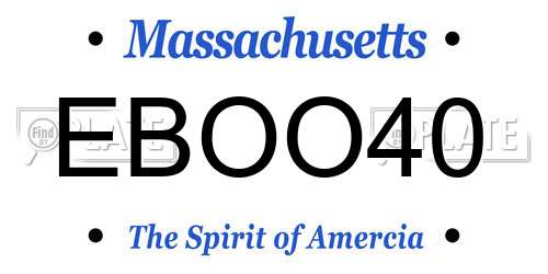 EBOO40 Massachusetts License Plate