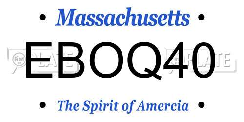 EBOQ40 Massachusetts License Plate