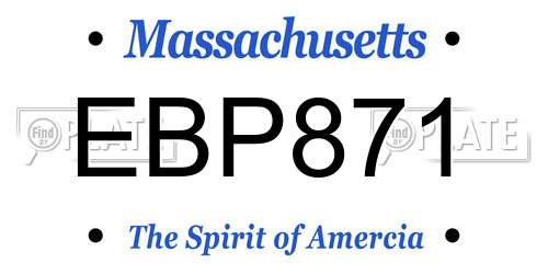 EBP871 Massachusetts License Plate