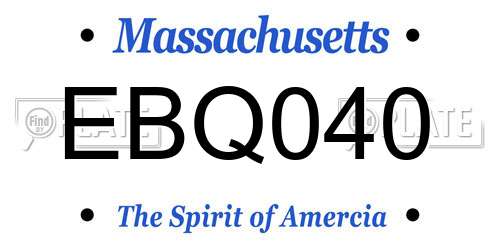 EBQ040 Massachusetts License Plate