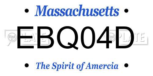 EBQ04D Massachusetts License Plate