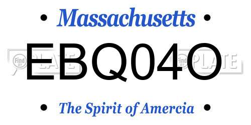 EBQ04O Massachusetts License Plate