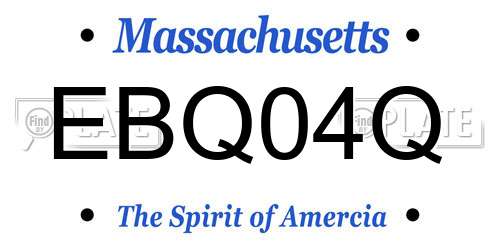EBQ04Q Massachusetts License Plate