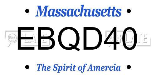 EBQD40 Massachusetts License Plate