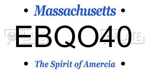 EBQO40 Massachusetts License Plate