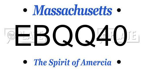 EBQQ40 Massachusetts License Plate