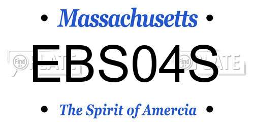 EBS04S Massachusetts License Plate
