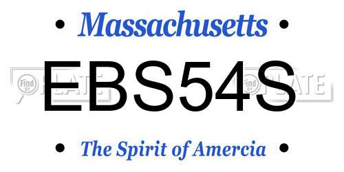 EBS54S Massachusetts License Plate