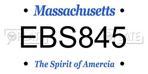 EBS845 Massachusetts License Plate