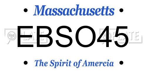 EBSO45 Massachusetts License Plate