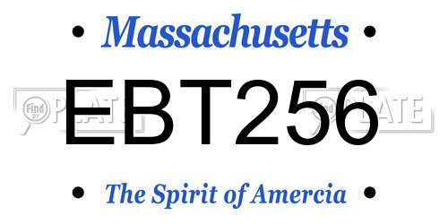 EBT256 Massachusetts License Plate