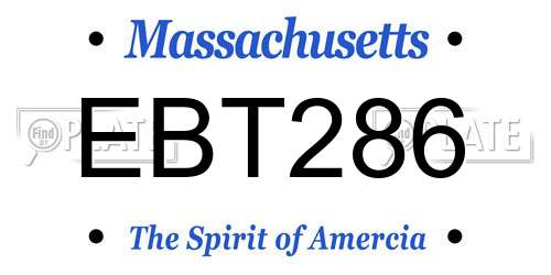 EBT286 Massachusetts License Plate