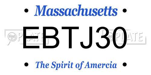 EBTJ30 Massachusetts License Plate