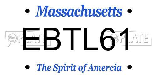 EBTL61 Massachusetts License Plate