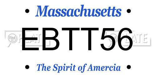 EBTT56 Massachusetts License Plate
