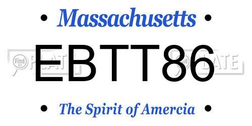 EBTT86 Massachusetts License Plate