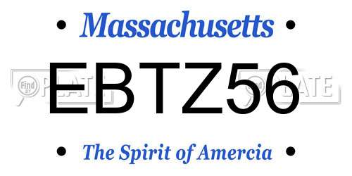 EBTZ56 Massachusetts License Plate
