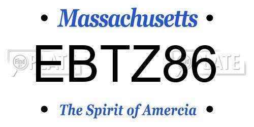 EBTZ86 Massachusetts License Plate