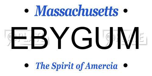 EBYGUM Massachusetts License Plate