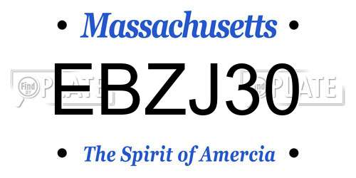 EBZJ30 Massachusetts License Plate