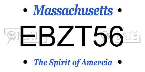 EBZT56 Massachusetts License Plate