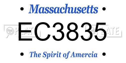 EC3835 Massachusetts License Plate