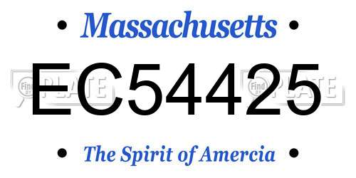 EC54425 Massachusetts License Plate