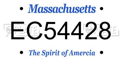 EC54428 Massachusetts License Plate