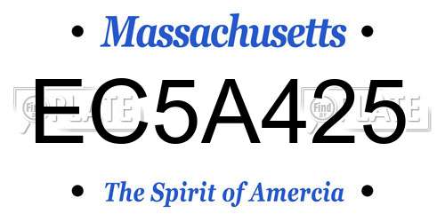 EC5A425 Massachusetts License Plate