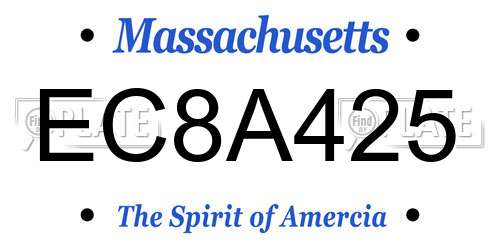 EC8A425 Massachusetts License Plate