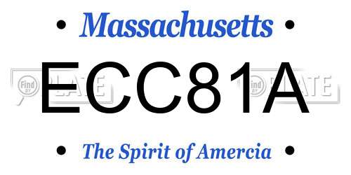 ECC81A Massachusetts License Plate