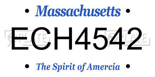 ECH4542 Massachusetts License Plate