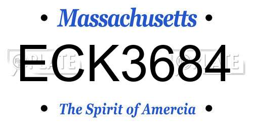 ECK3684 Massachusetts License Plate
