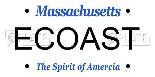 ECOAST Massachusetts License Plate