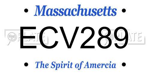 ECV289 Massachusetts License Plate