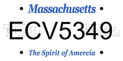 ECV5349 Massachusetts License Plate